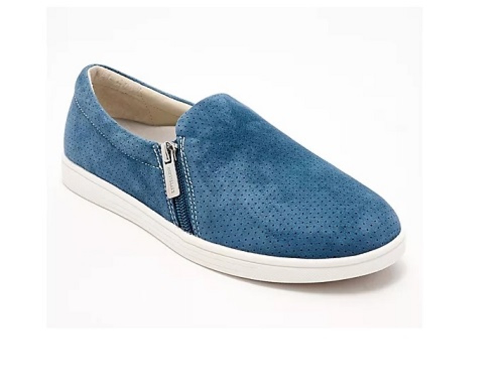 Revitalign Lara Women 5.5D (EU 35.5) Blue Suede Casual Comfort Slip-On Zipper